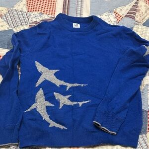 GAP Kids Blue Crewneck with Gray Shark Design